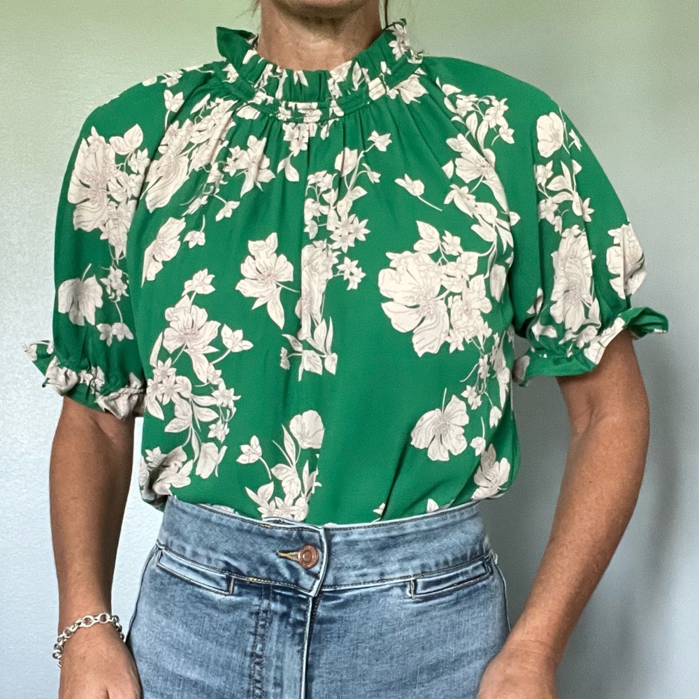 Green floral shirt, size small